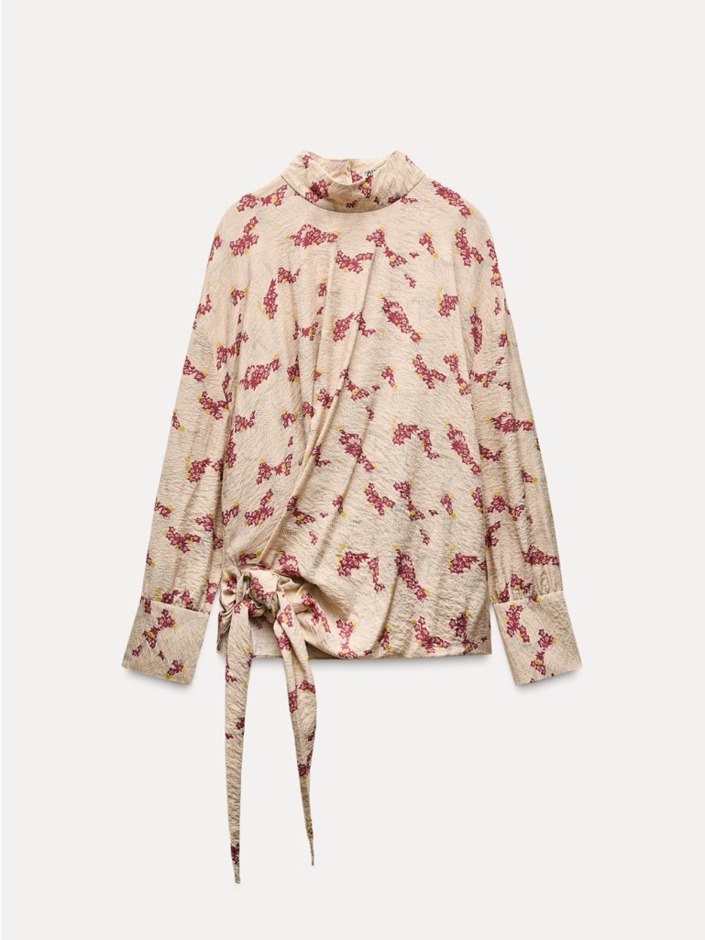 Zara printed side tie blouse